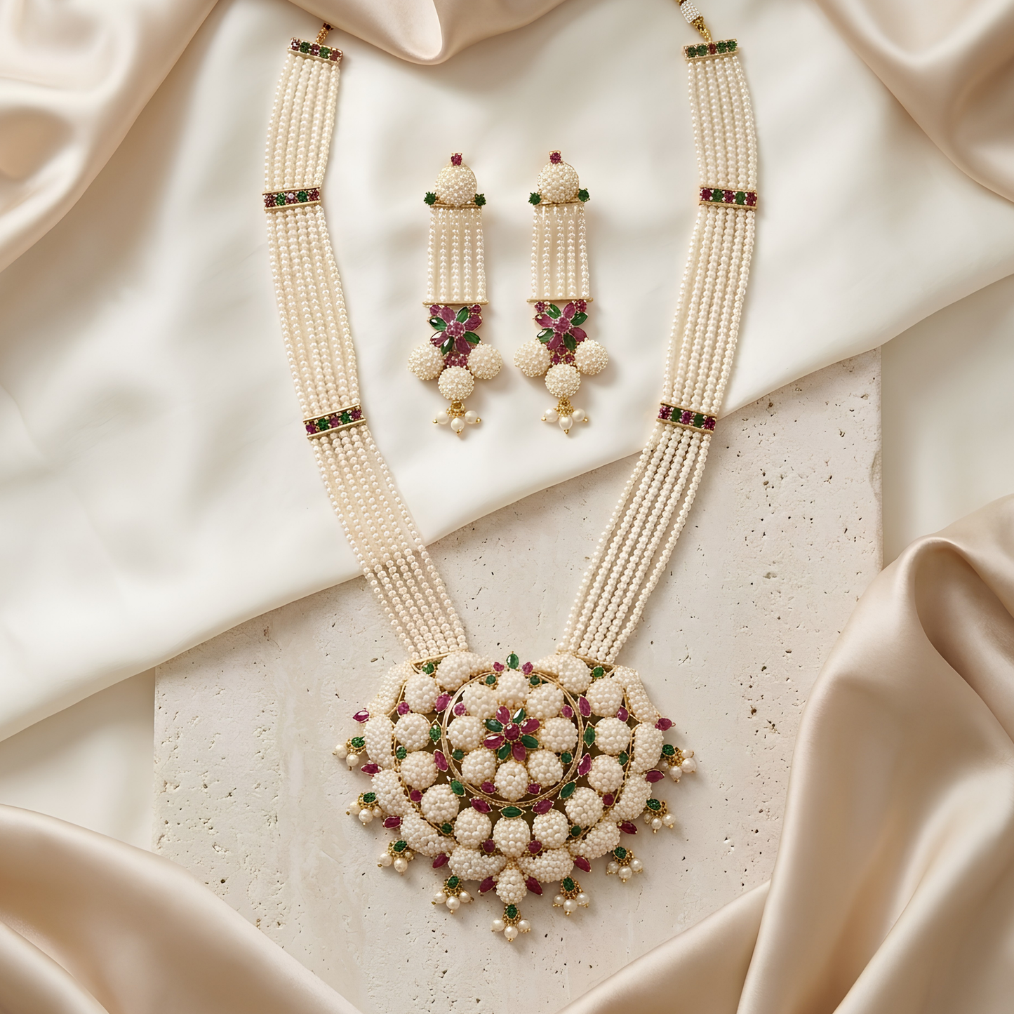 Rajwadi Pearl Rani Haar Jewelry Set