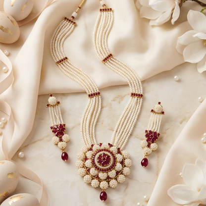 Pearl Rani Haar Necklace With Earrings