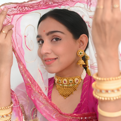 Rajasthani Aad Necklace Set with Jhumka