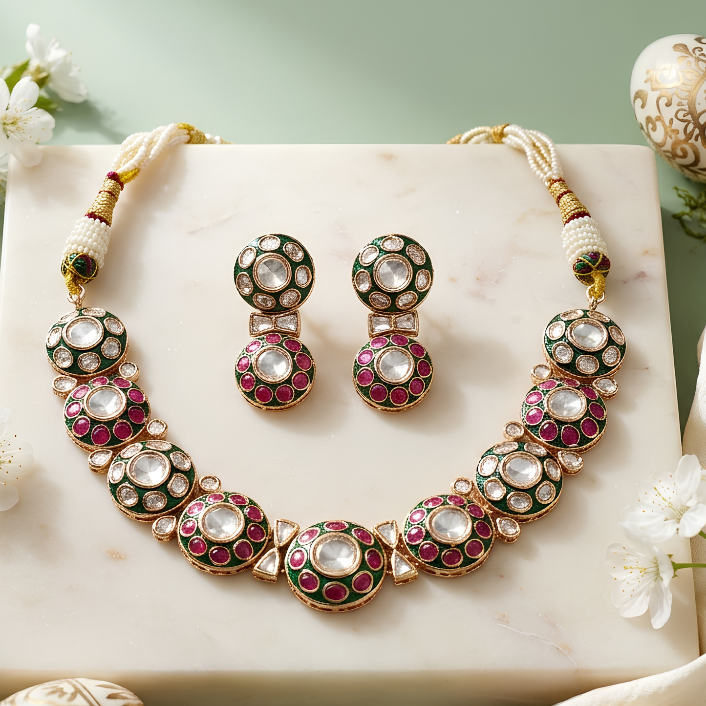 Meenakari Necklace Set with Earrings