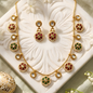 Floral Kundan Polki Necklace Set with Stud Earrings