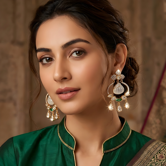 Moissanite Chandbali Earrings For Women