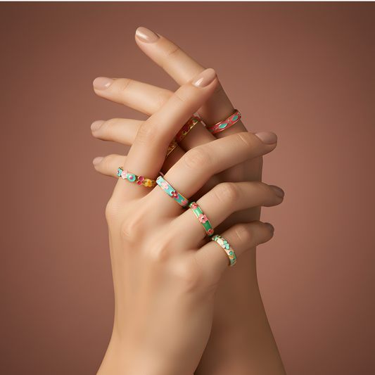 Colorful Enamel Band Rings
