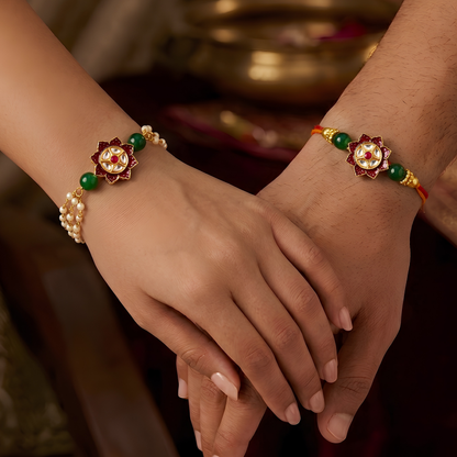 Floral Polki Rakhi Set For Bhaiya Bhabhi