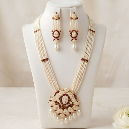 Pearl Long Rani Haar Jewelry Set