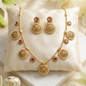 Gold Plated Charm Necklace Set With Earrings