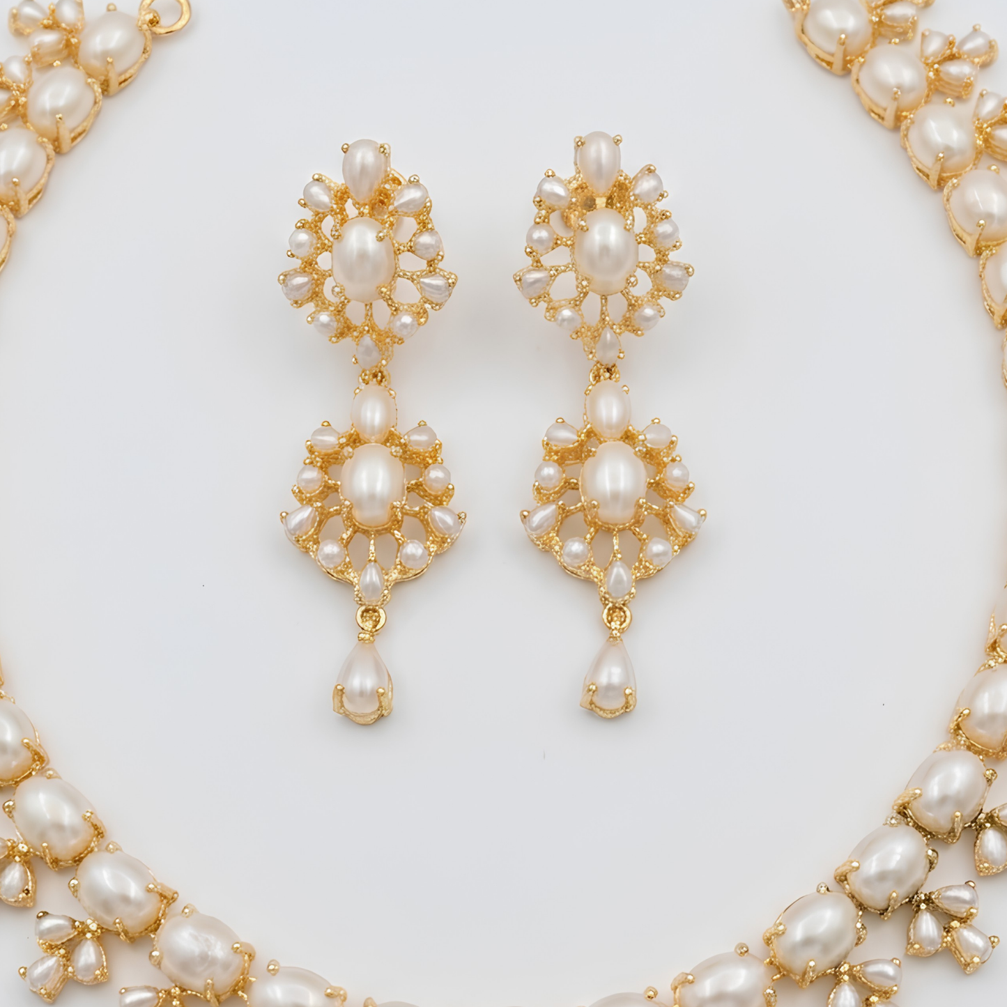Luxury Pearl Pendant Necklace Set with Matching Earrings
