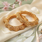 Antique Gold Floral Engraved Bangles for Women