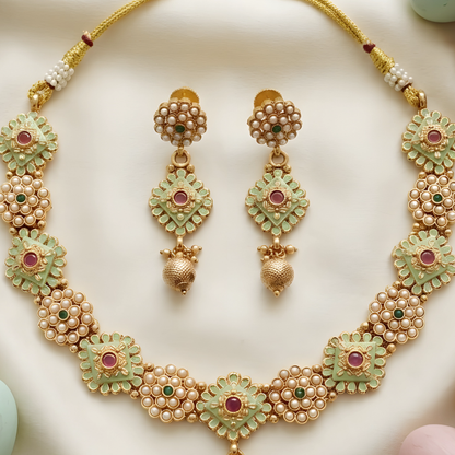 Green Meenakari Necklace Set