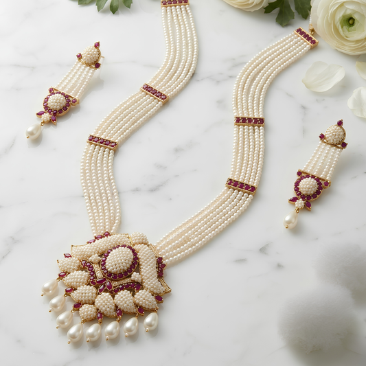 Pearl Long Rani Haar Jewelry Set