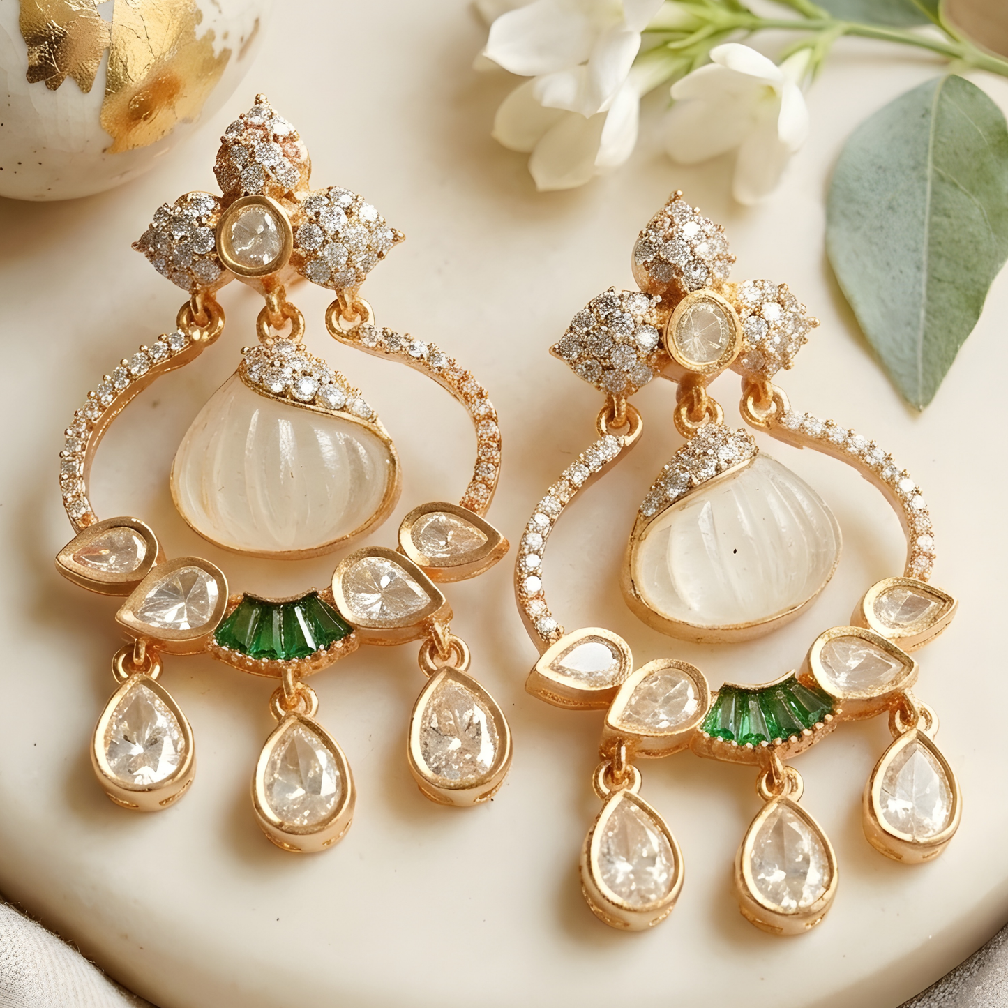 Moissanite Chandbali Earrings For Women