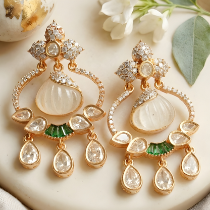 Moissanite Chandbali Earrings For Women