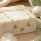 Minimalist Ruby Stone Station Necklace for Women