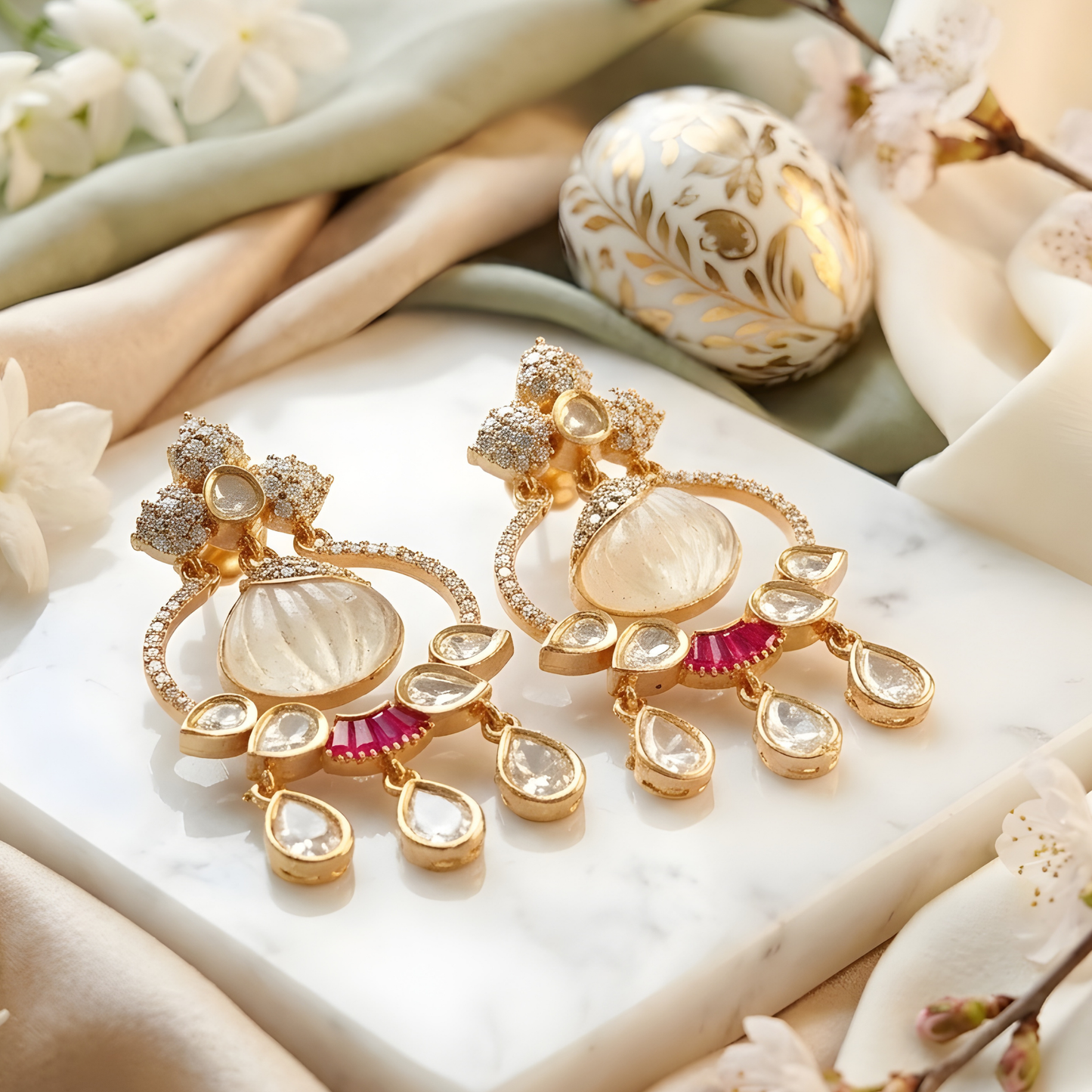 Moissanite Chandbali Earrings For Women