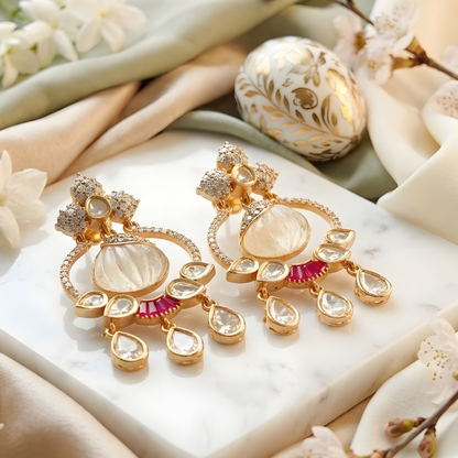 Moissanite Chandbali Earrings For Women