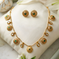 Handcrafted Gold Charm Necklace Set With Studs