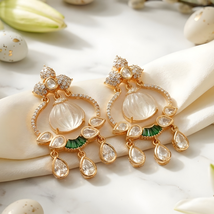 Moissanite Chandbali Earrings For Women