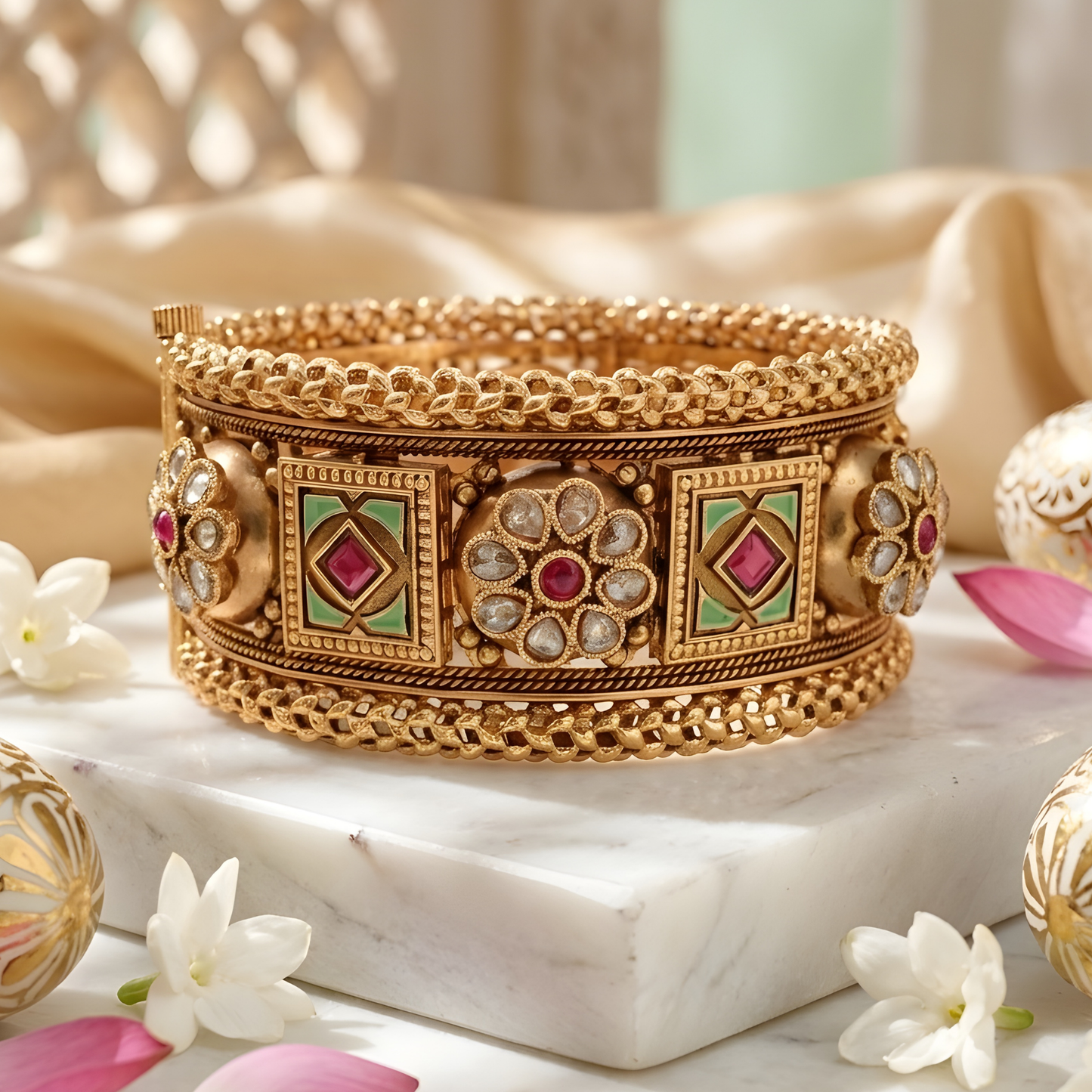 Traditional Meenakari Wide Kada Set