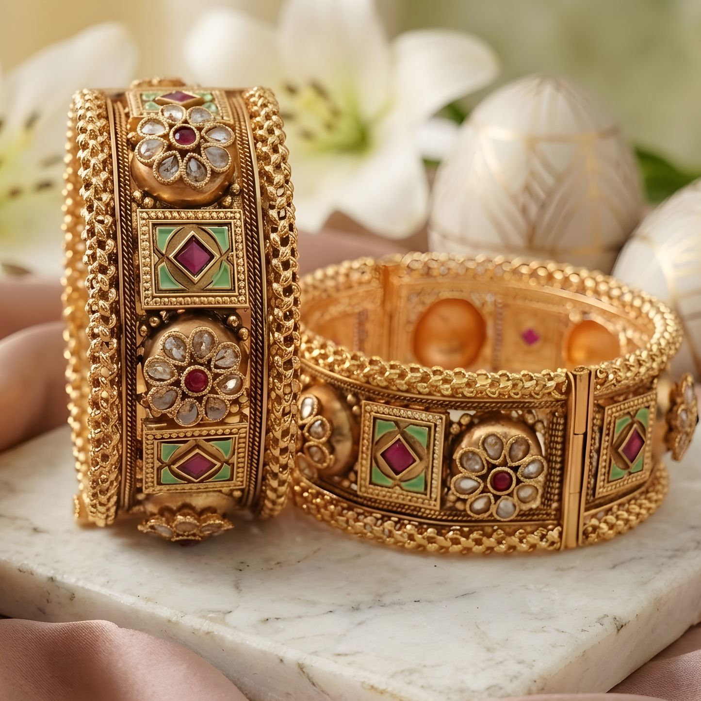 Traditional Meenakari Wide Kada Set