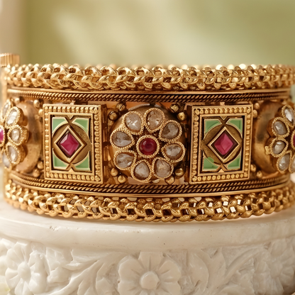 Traditional Meenakari Wide Kada Set