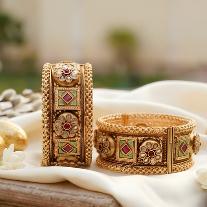 Traditional Meenakari Wide Kada Set