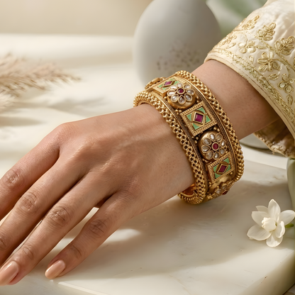 Traditional Meenakari Wide Kada Set