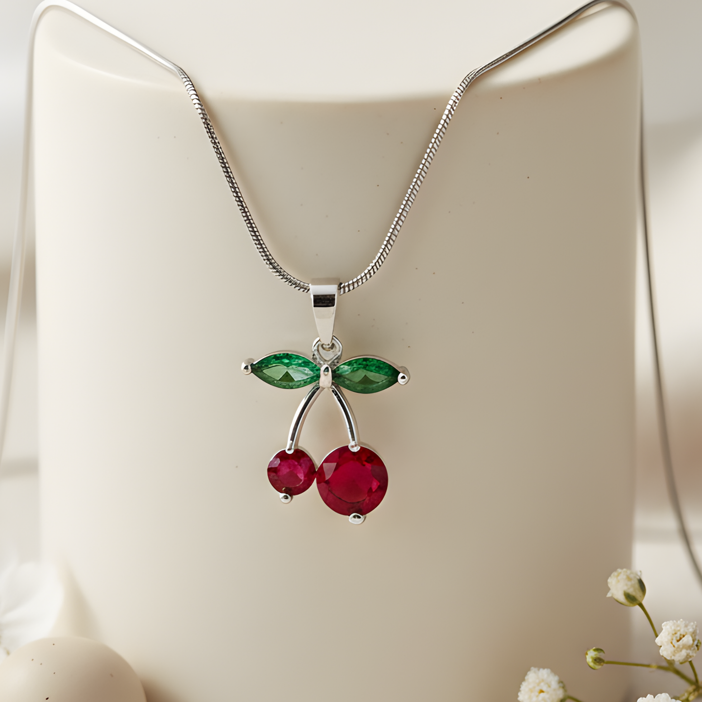 Stainless Steel Cherry Necklace