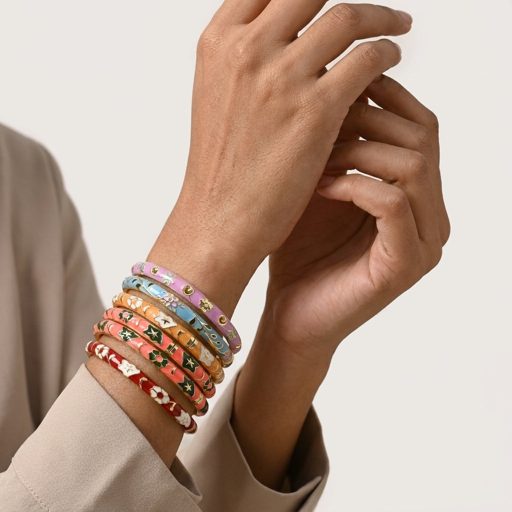Colorful Enamel Bangles For Women