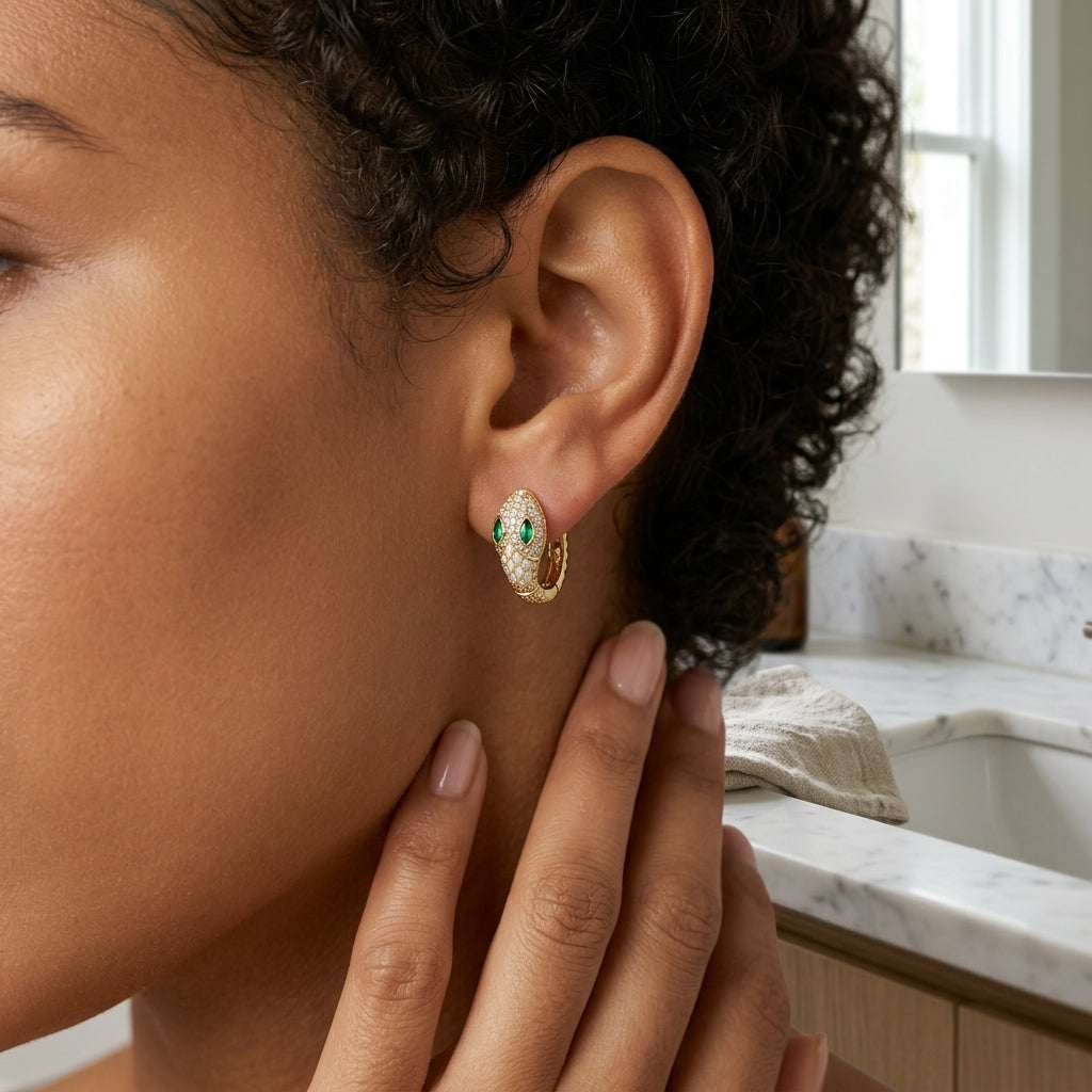 Snake Design Enamel Hoop Earrings