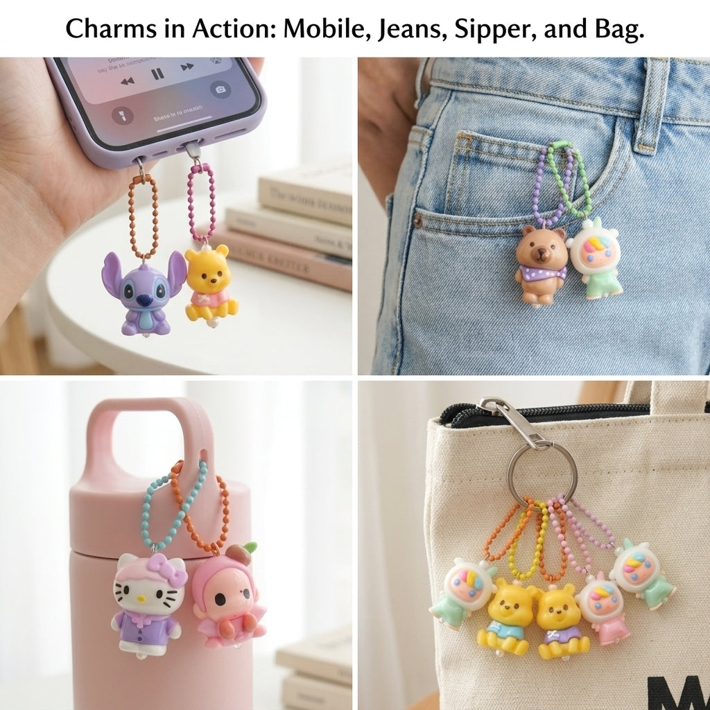 Cute Trendy Charms Mix – Cute Bear, Cat, & Cartoon Charms