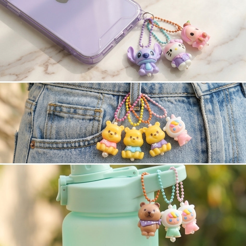Cute Trendy Charms Mix – Cute Bear, Cat, & Cartoon Charms