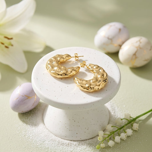 Hammered Crescent Half Moon Earrings