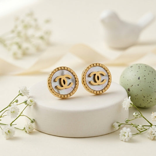 Elegant Pearl-Inspired Round Stud Earrings
