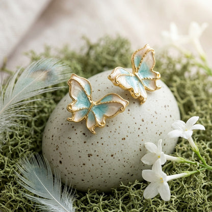 Enamel Butterfly Stud Earrings