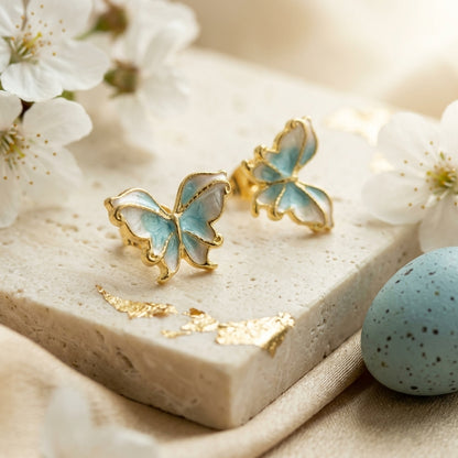 Enamel Butterfly Stud Earrings