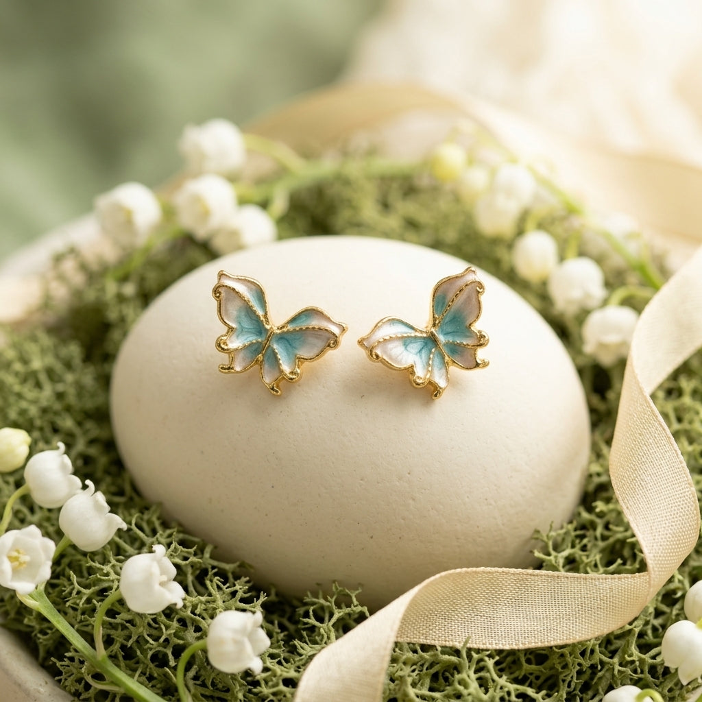 Enamel Butterfly Stud Earrings