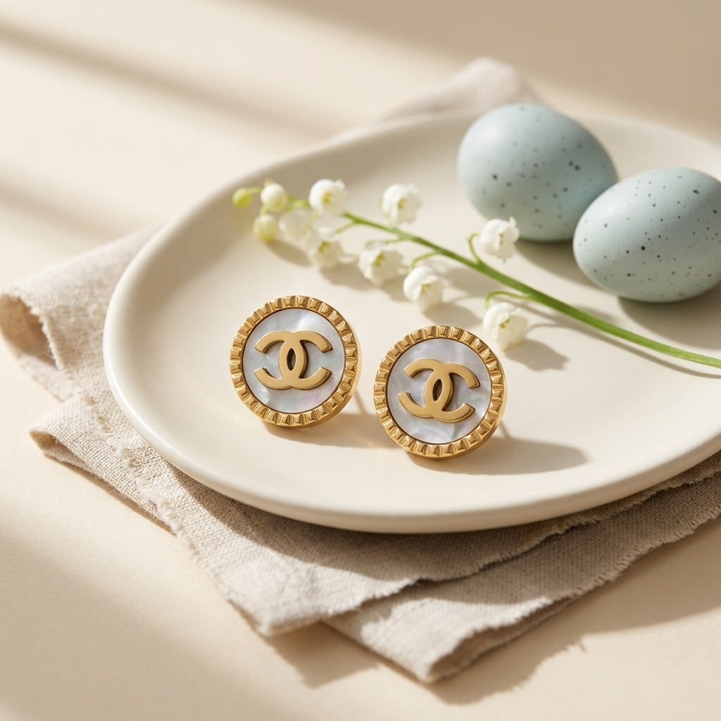 Elegant Pearl-Inspired Round Stud Earrings