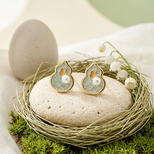 Pearl Bloom Enamel Stud Earrings