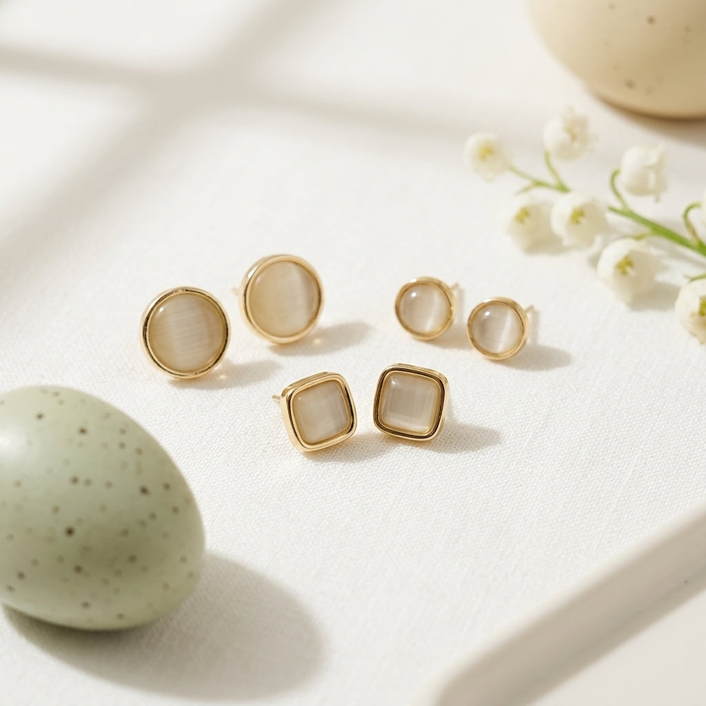 Minimalist Pearl Stud Earrings Set – 3 Pairs