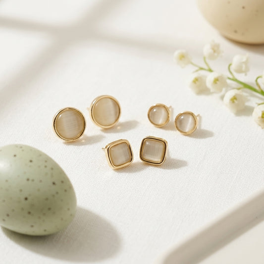 Minimalist Pearl Stud Earrings Set – 3 Pairs