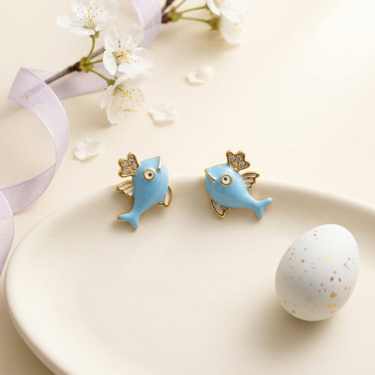 Blue Angel Fish Stud Earrings