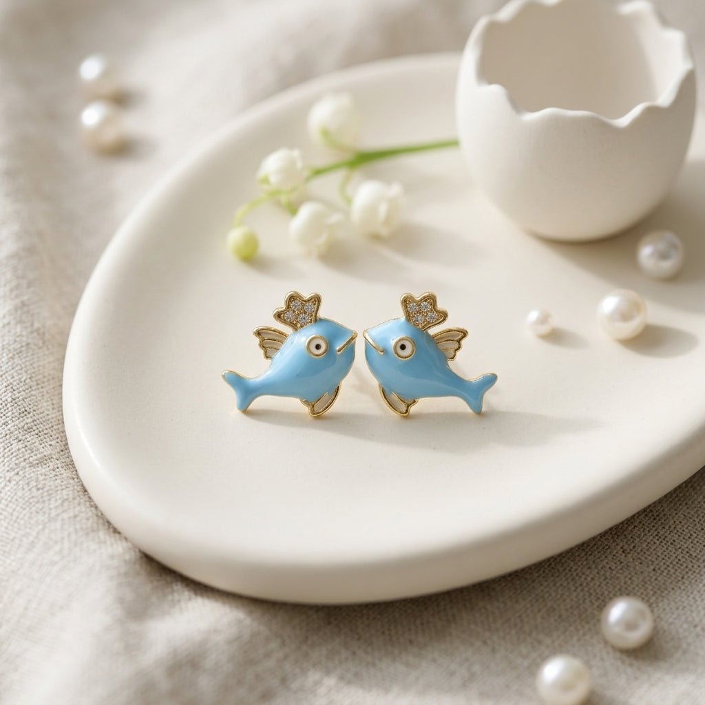 Blue Angel Fish Stud Earrings