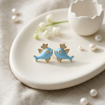 Blue Angel Fish Stud Earrings