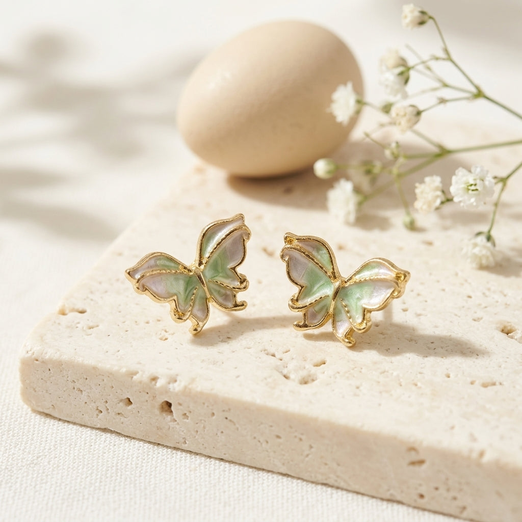 Enamel Butterfly Stud Earrings