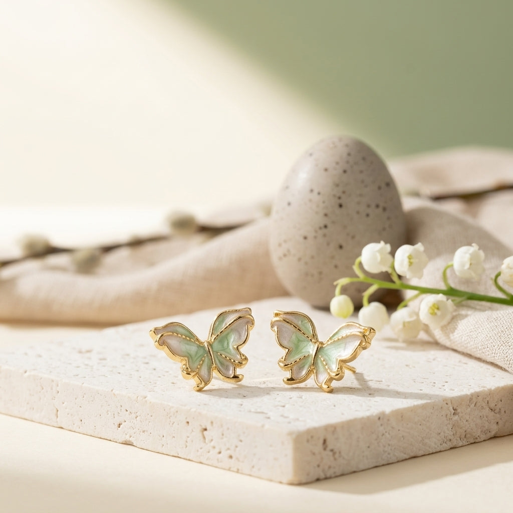 Enamel Butterfly Stud Earrings