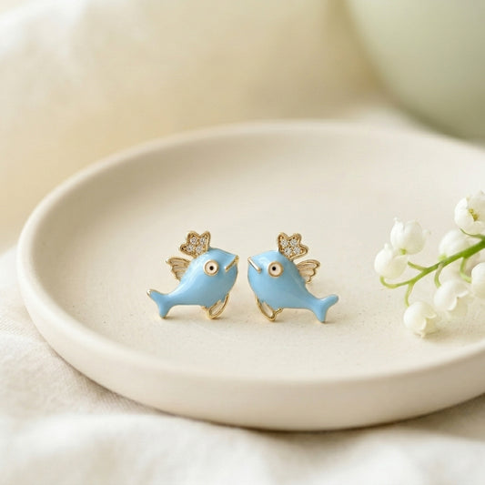 Blue Angel Fish Stud Earrings