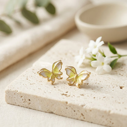 Enamel Butterfly Stud Earrings