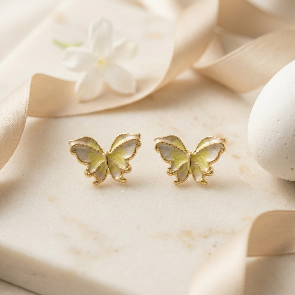 Enamel Butterfly Stud Earrings
