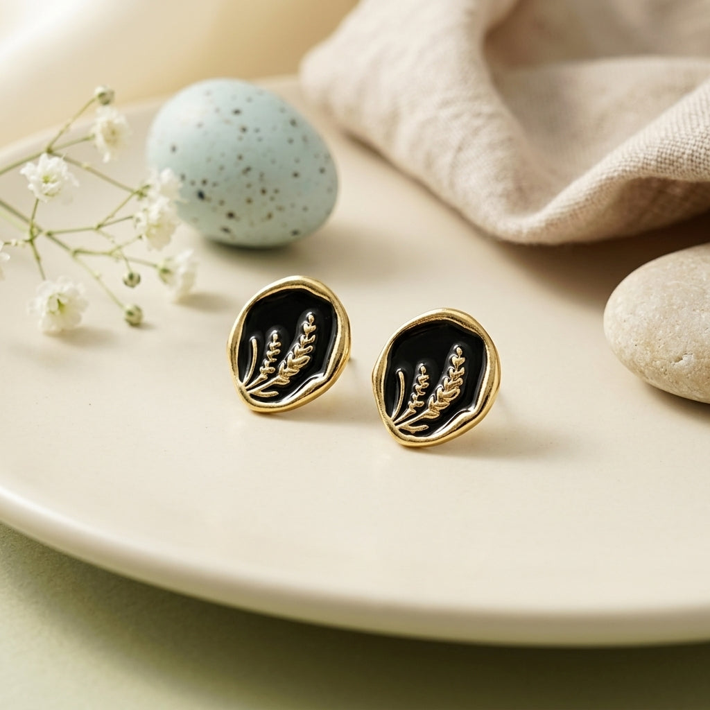 Botanical Enamel Stud Earrings