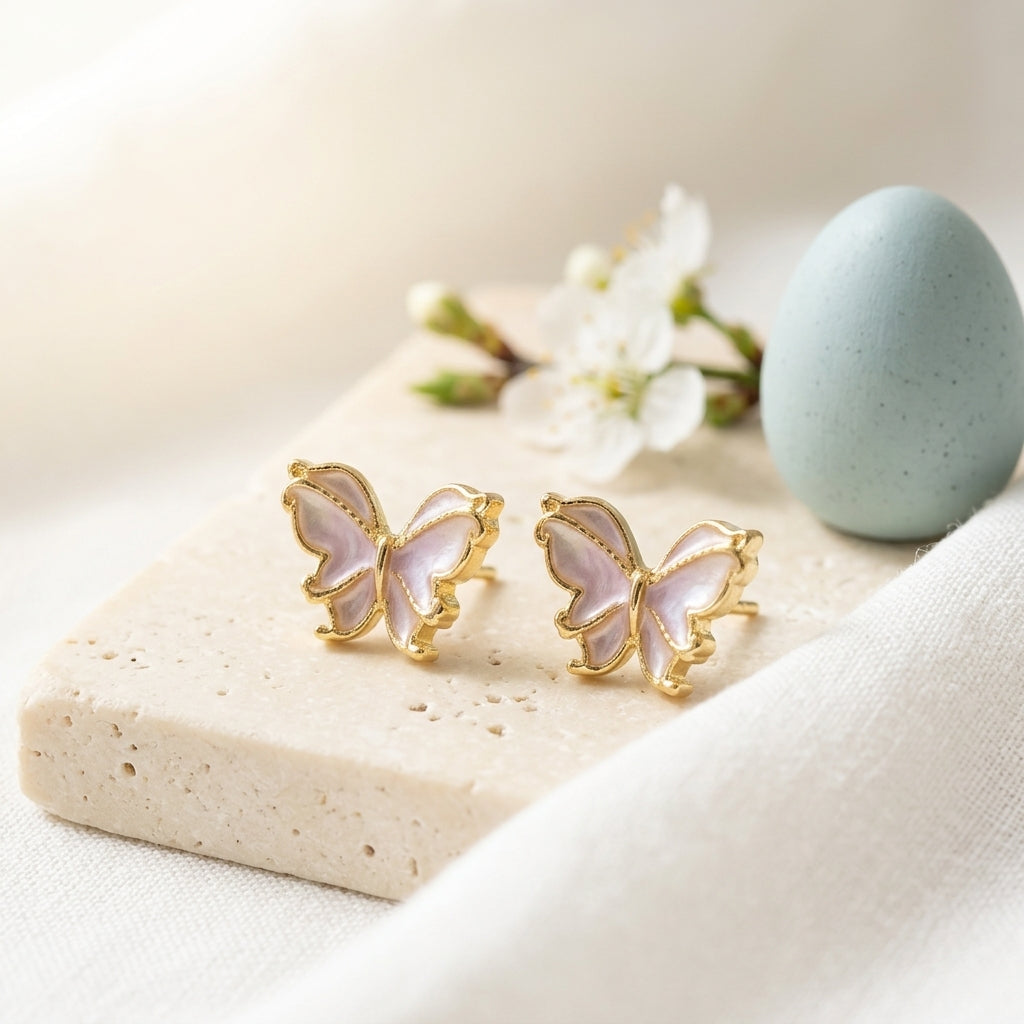 Enamel Butterfly Stud Earrings